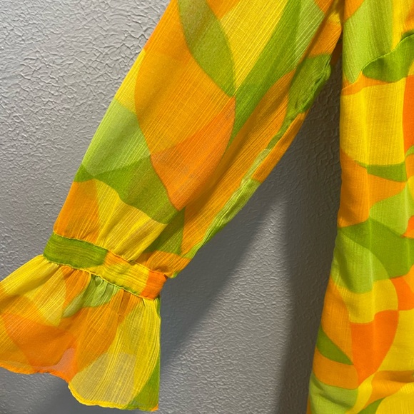 Vintage Mr. Bob of California Color Pop Ruffle Front Midi Dress - Picture 4 of 11